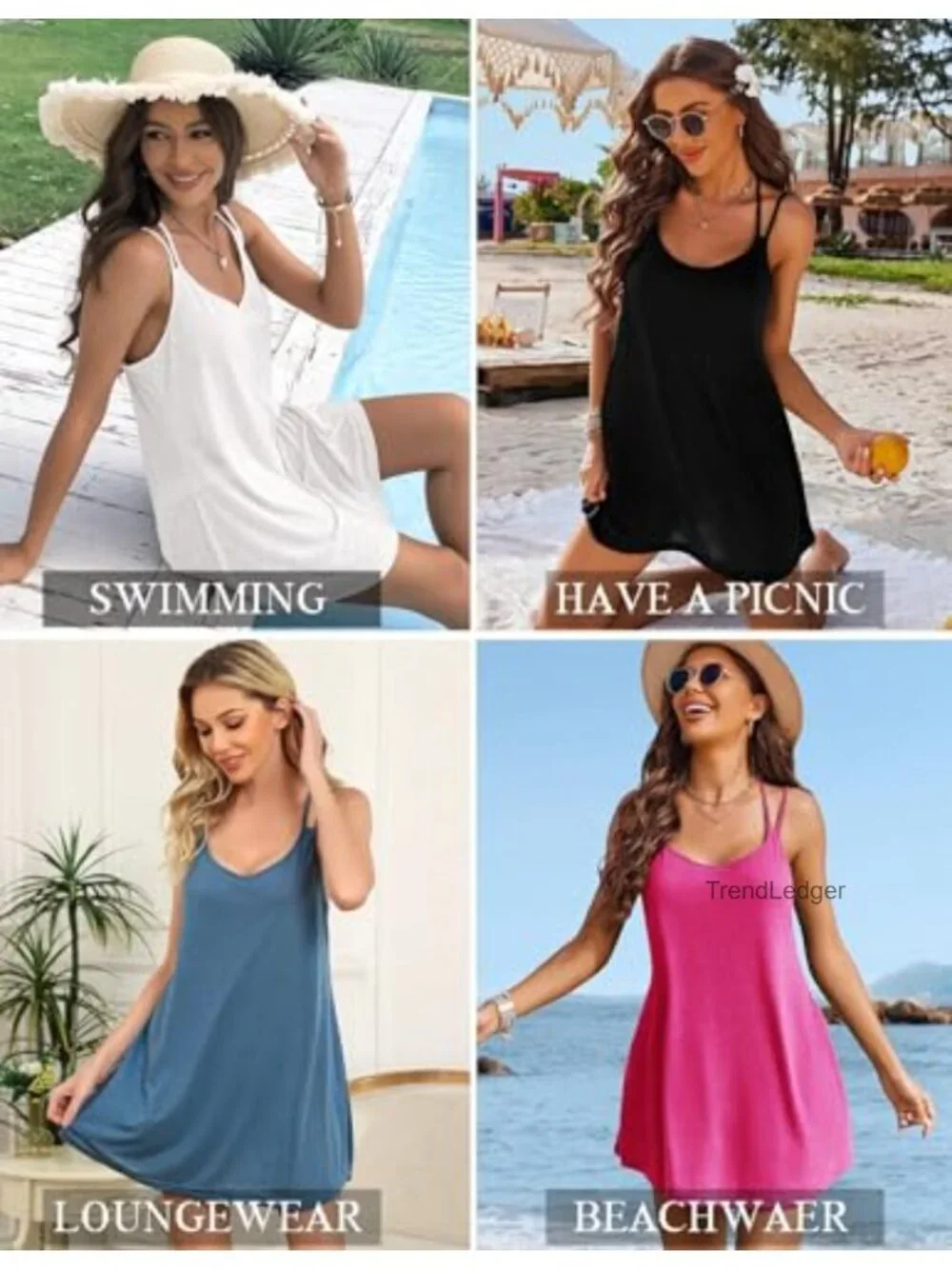 Spaghetti Strap Cover Up Sleeveless Backless T Shirt Beach Dress